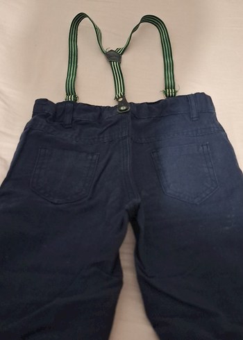 Koyu Mavi Denim Çocuk Pantolon ve Yeşil Askı - Görsel 3