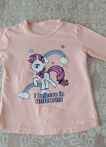 Defacto Kız çocuk kadife tayt unicorn bluz kazak