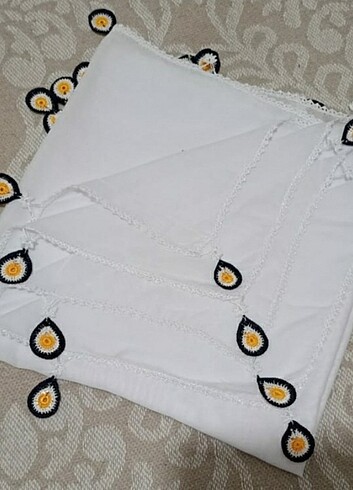 Nazar boncuklu yazma bebek yüz örtüsü 