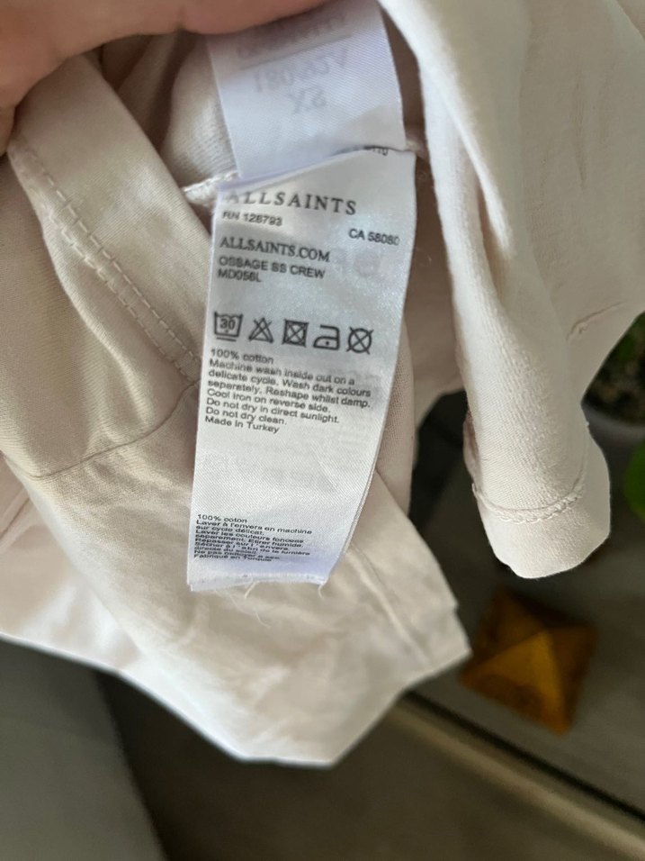 Allsaints Erkek Beyaz Pamuklu Polo Tişört — görsel 5/5