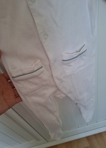 Bebek Erkek Beyaz Düğmeli Tulum - Görsel 2