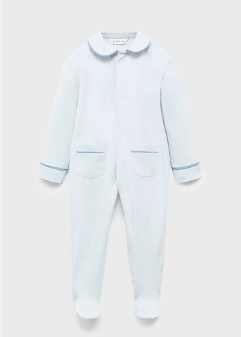 Bebek Erkek Beyaz Düğmeli Tulum - Görsel 6