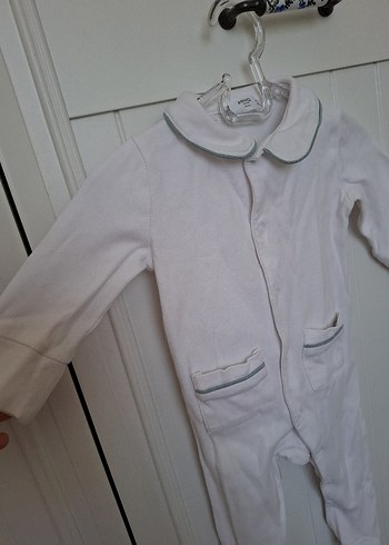 Bebek Erkek Beyaz Düğmeli Tulum - Görsel 5