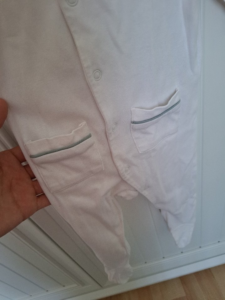 Bebek Erkek Beyaz Düğmeli Tulum - Görsel 2