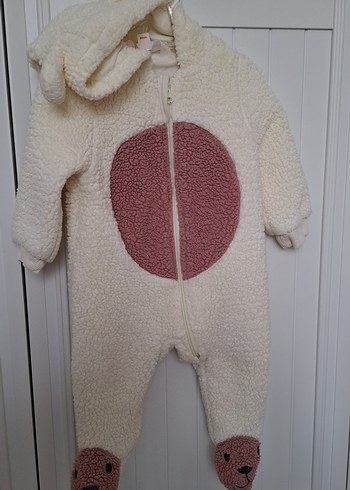 Kız Bebek Beyaz Peluş Tulum