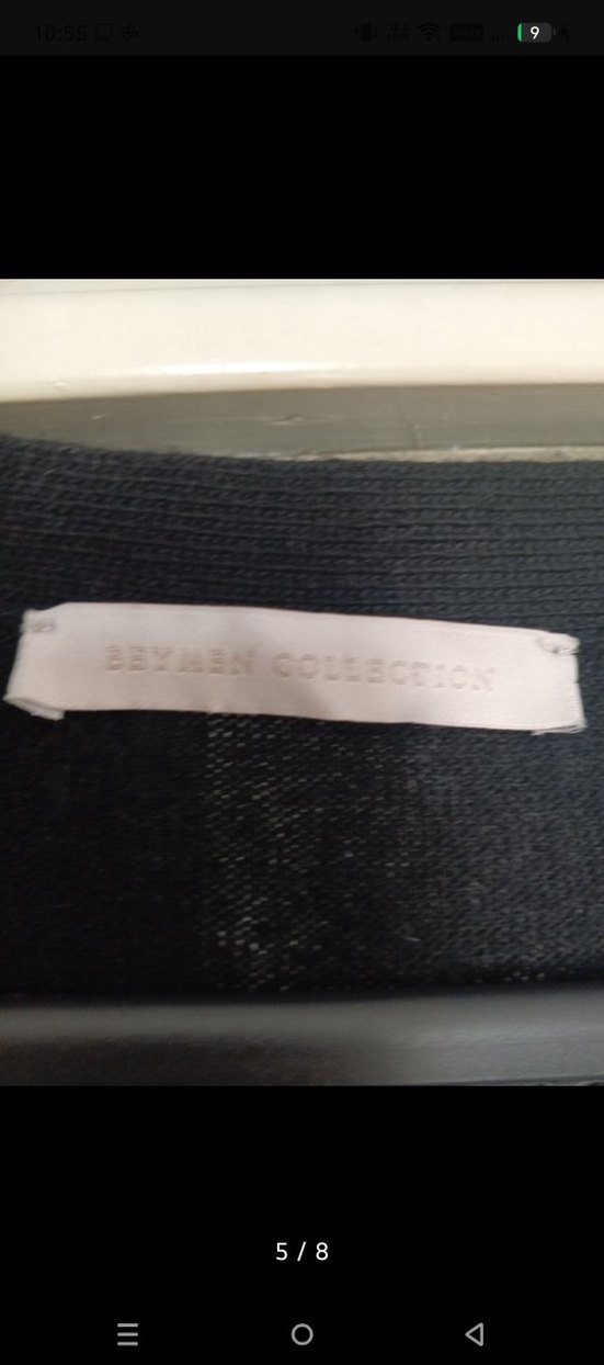 Uzun Siyah Kadın Keten Hırka - Görsel 5