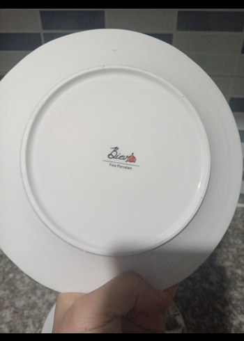 Gri Çiçek Desenli Beyaz Tabak Seti - Görsel 4