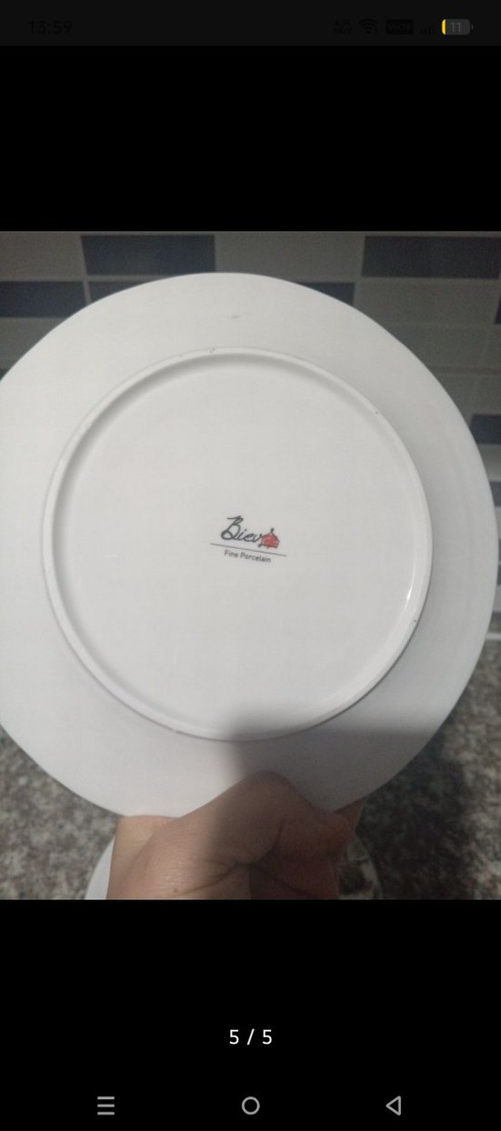 Gri Çiçek Desenli Beyaz Tabak Seti - Görsel 4