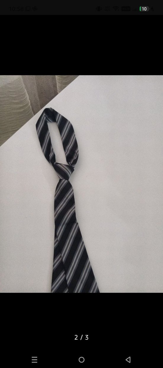 Gri Çizgili Erkek Kravat - Görsel 2