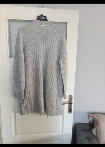 Gri Örgü Kadın Hırka Midi Boy - Görsel 3