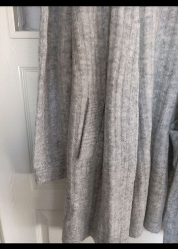 Gri Örgü Kadın Hırka Midi Boy - Görsel 2