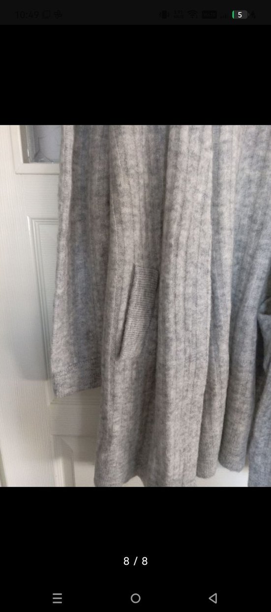 Gri Örgü Kadın Hırka Midi Boy - Görsel 2