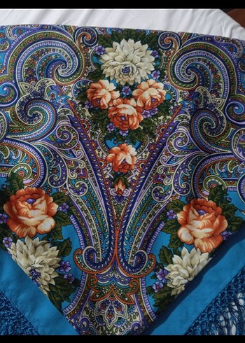 Püsküllü Koyu Mavi Bohem Kadın Fuları - Görsel 3