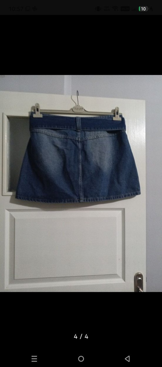 Kadın Mavi Kot Mini Etek Kemerli - Görsel 2