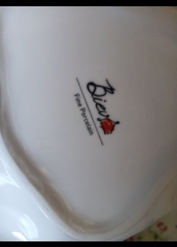 Vintage Gri Çiçek Desenli Beyaz Servis Tabağı - Görsel 4