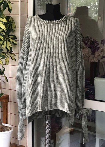 Pull&Bear Gri Örgü Salaş Kadın Kazak
