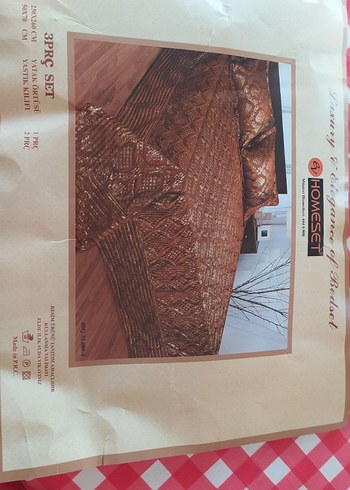 3 Parça Yatak Örtüsü Seti - Kahverengi