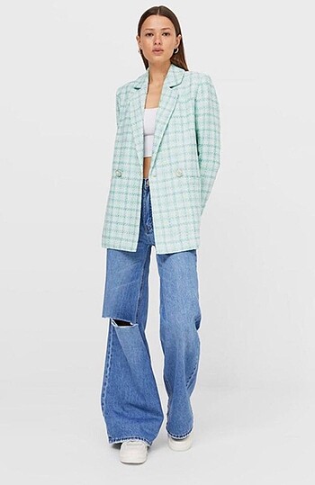 Stradivarius Tüvit kumaş blazer ceket