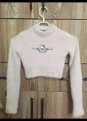 xs Beden pembe Renk bershka hello kitty crop bluz