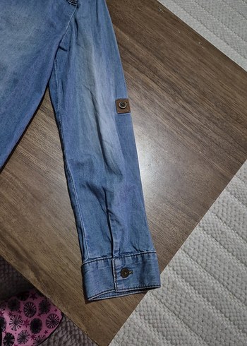 Kız Çocuk Mavi Denim Gömlek - Görsel 6