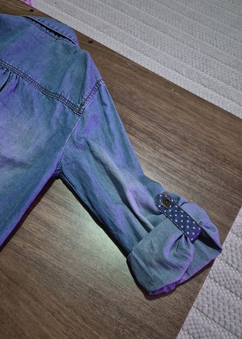 Kız Çocuk Mavi Denim Gömlek - Görsel 7