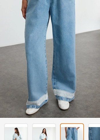 38 Beden Kadın Mavi Gevşek Kesim Midi Denim Pantolon