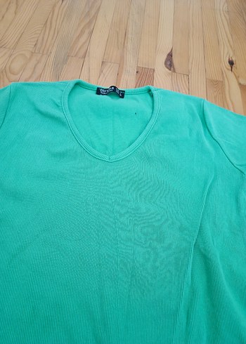 yeşil Düz Basic kadın Tişörtü - Görsel 2