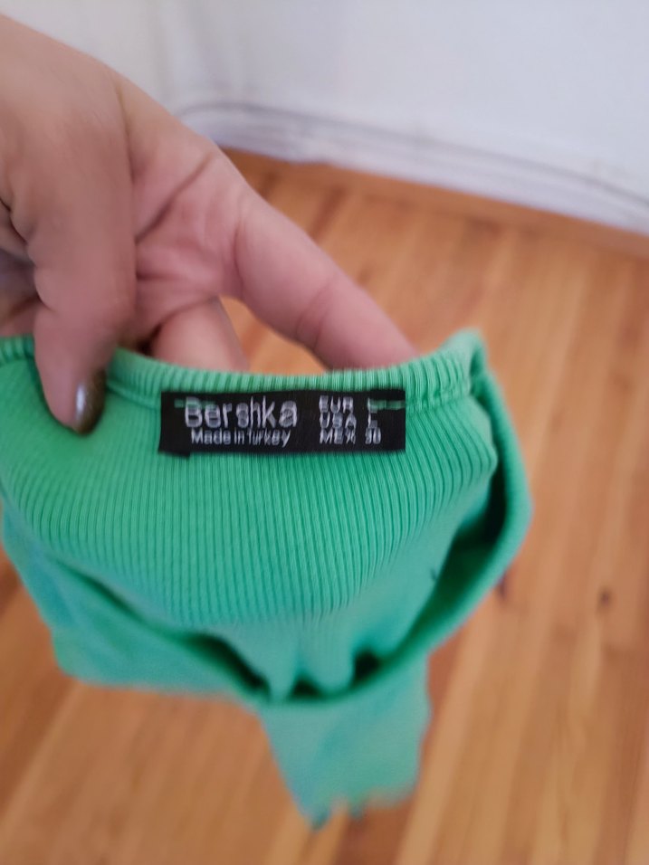 yeşil Düz Basic kadın Tişörtü - Görsel 4