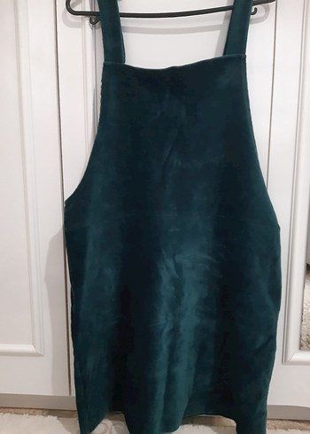 Koyu Yeşil Süet Askılı Tulum - Görsel 2