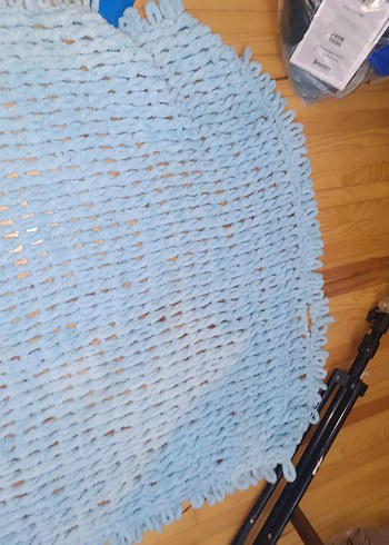 Gri Mavi Örgü Çocuk Battaniyesi - Görsel 2