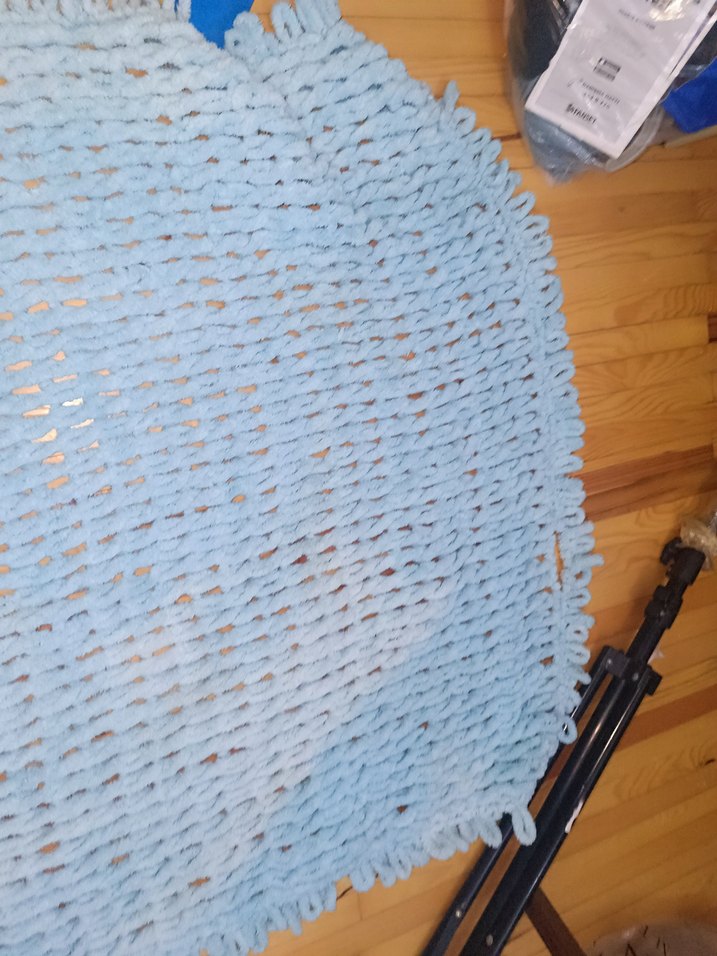 Gri Mavi Örgü Çocuk Battaniyesi - Görsel 2