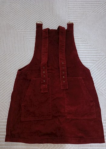 Bordo Kemerli Kadın Kısa Tulum - Görsel 2