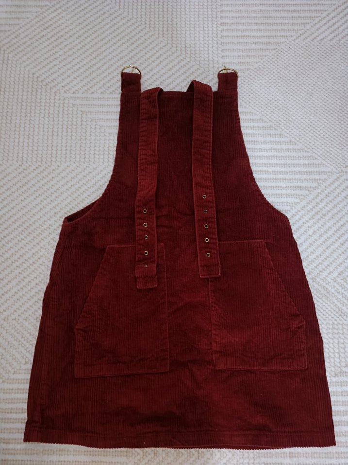 Bordo Kemerli Kadın Kısa Tulum - Görsel 2