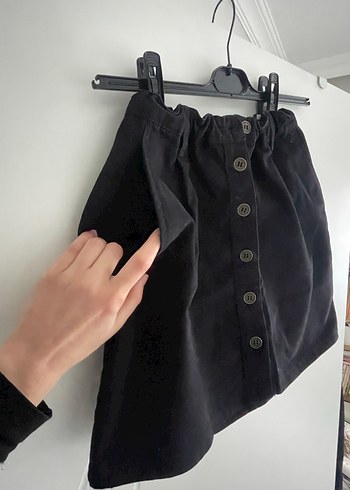 Düğmeli Siyah Mini Etek - Görsel 2