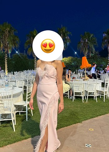 38 Beden Pembe Straplez Uzun Abiye Elbise