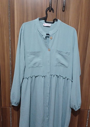 Gri Düğmeli Uzun Hamile Bluzu - Görsel 2