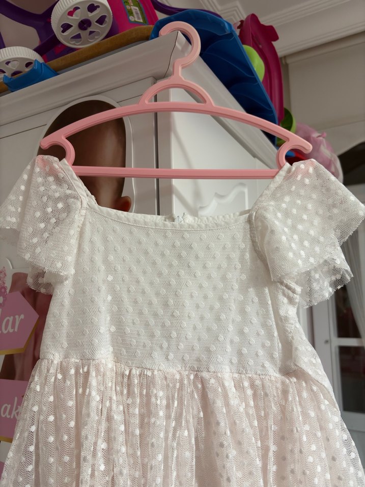 Kız Çocuk Beyaz Dantel Bohem Elbise - Görsel 3