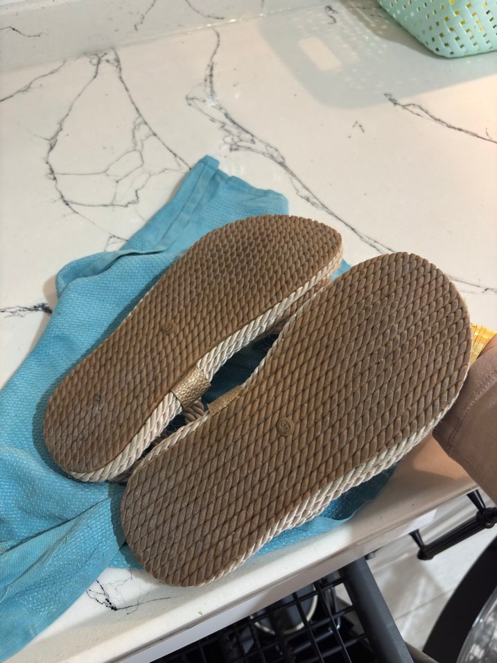 Bej Örgü Kadın Keten Dolgu Topuk Sandalet - Görsel 2