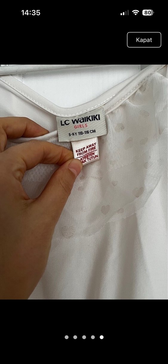 Beyaz Kolsuz Fırfırlı Kız Çocuk Elbise - Görsel 2