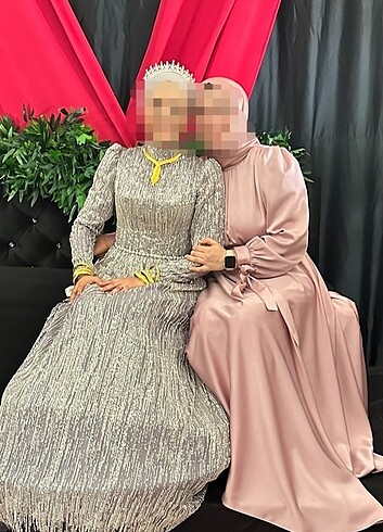Pudra tesettür elbise abiye 