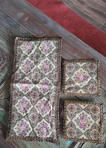 El İşlemesi Çiçekli Dekoratif antika Set