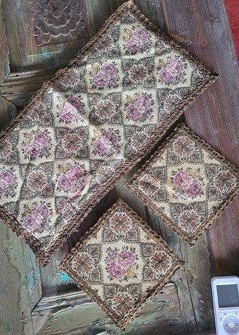 El İşlemesi Çiçekli Dekoratif antika Set