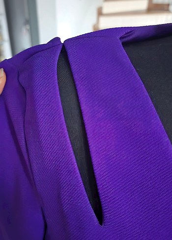 fabrika.marka Mor V Yaka Midi Kadın Elbise - Görsel 2