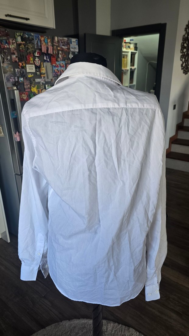 erkek Beyaz slim.fit  Düğmeli Gömlek - Görsel 4