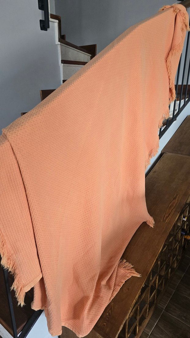 tek kisilik turuncu  yatak ortusu/pike - Görsel 2