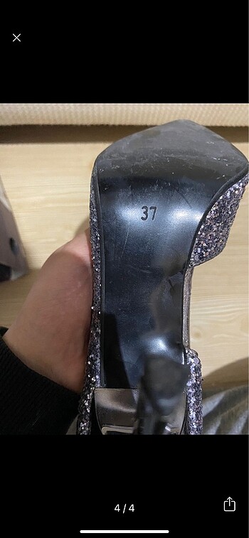 37 Beden gri Renk Şık stiletto ayakkabı butigo simli parıltılı gri