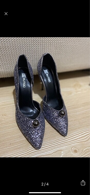 37 Beden Şık stiletto ayakkabı butigo simli parıltılı gri