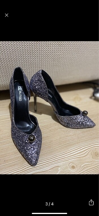 Butigo Şık stiletto ayakkabı butigo simli parıltılı gri