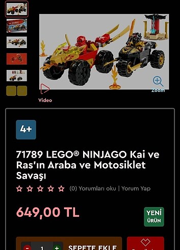  Beden Renk Lego ninjago 71789