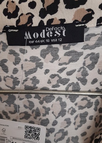 44 Beden Bohem Zebra Desenli Uzun Kollu Elbise